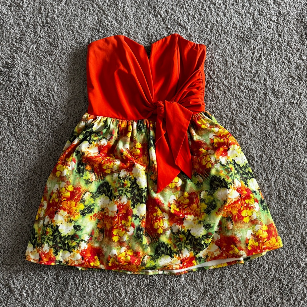 Orange Floral Mini Dress